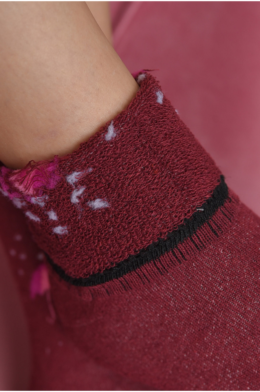 Шкарпетки жіночі махрові бордового кольору 778 190090 Шкарпетки жіночі махрові бордового кольору 778 190090