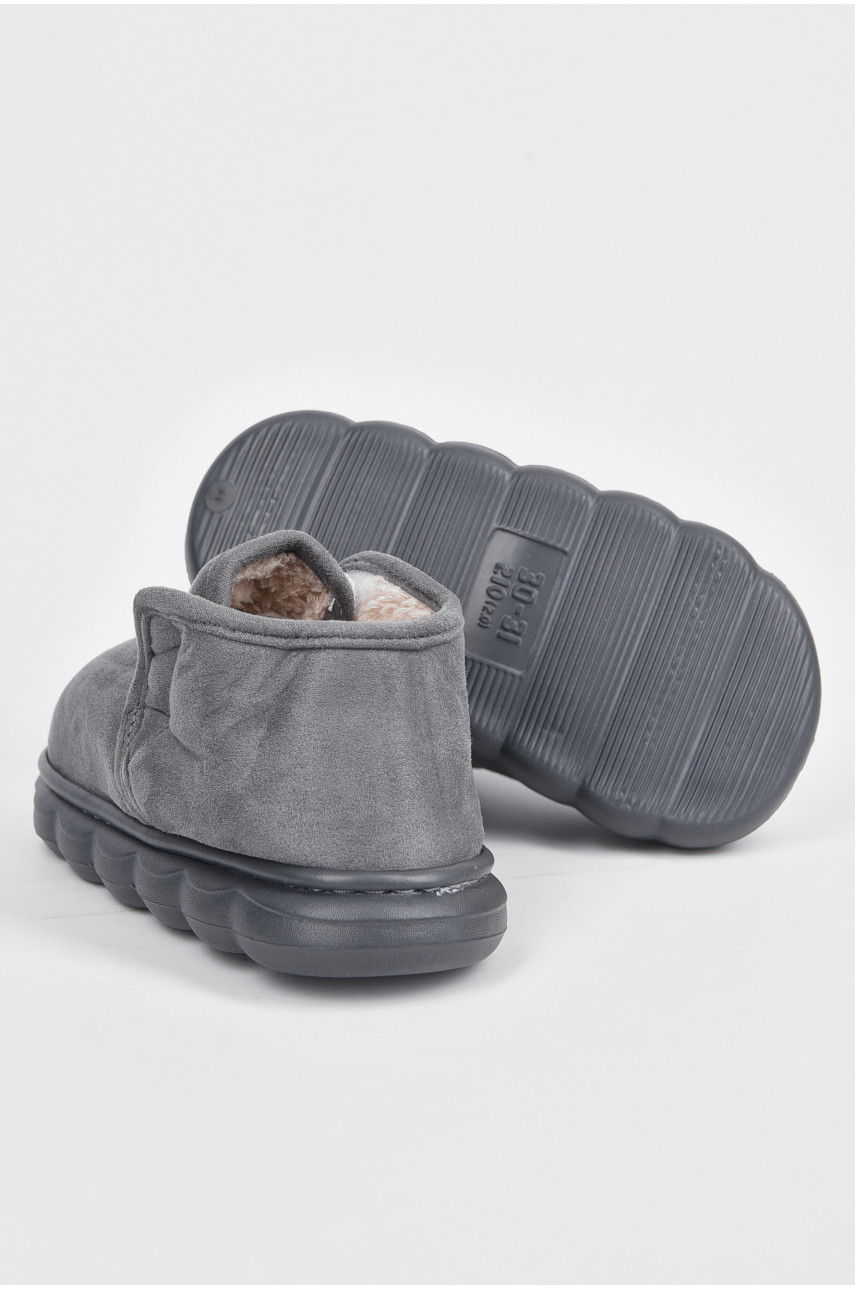 Тапочки детские серого цвета на меху 9819-8 190102