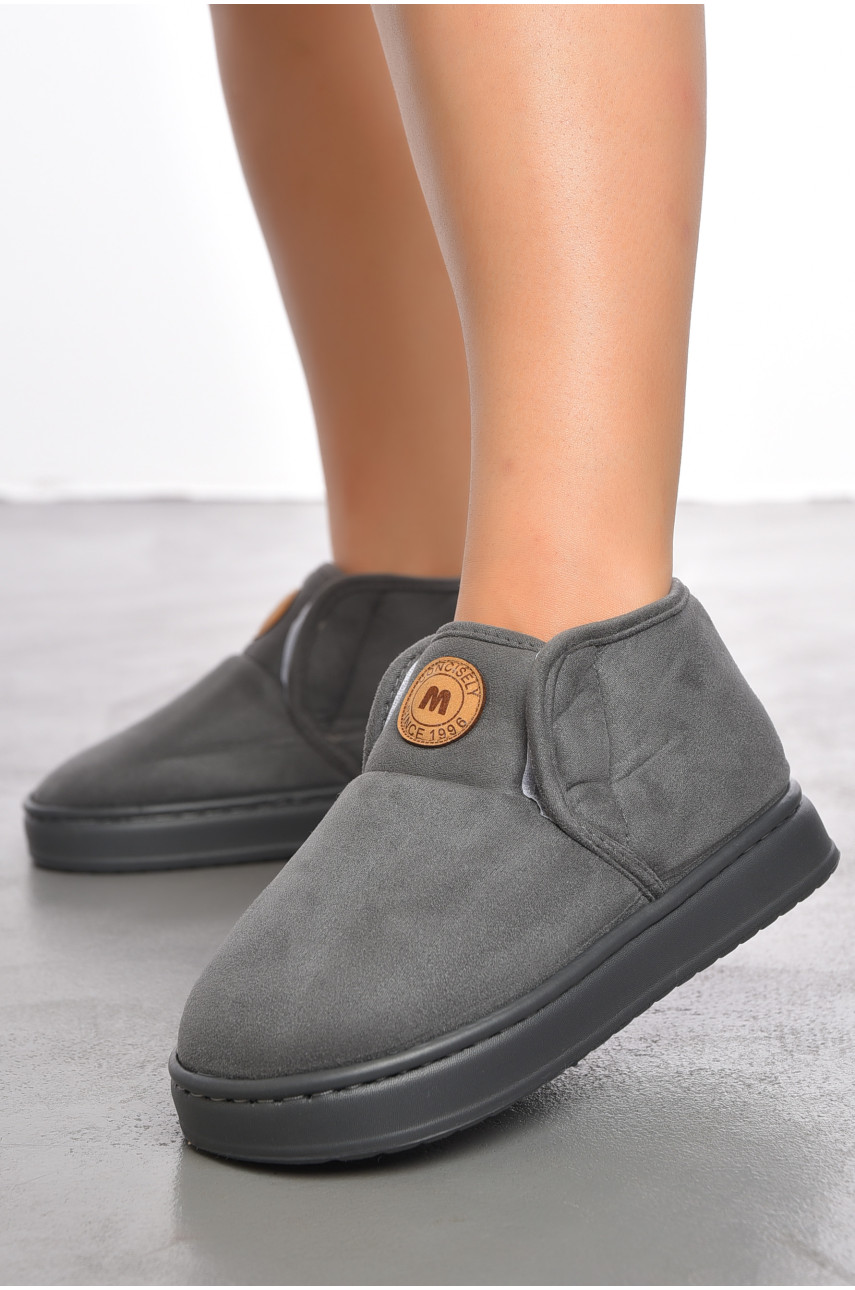 Капці домашні жіночі на хутрі сірого кольору 9819-6 190124