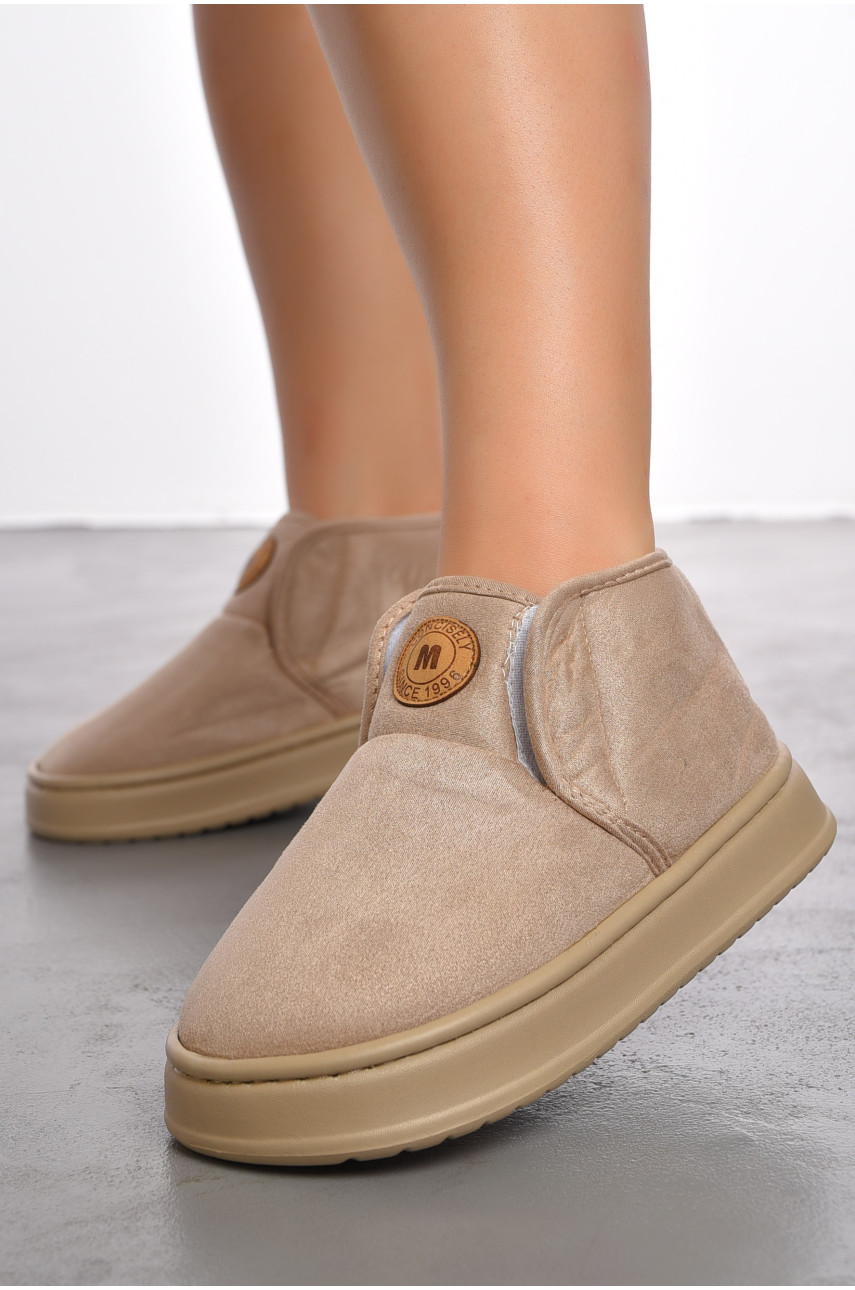 Капці домашні жіночі на хутрі бежевого кольору 9819-6 190125