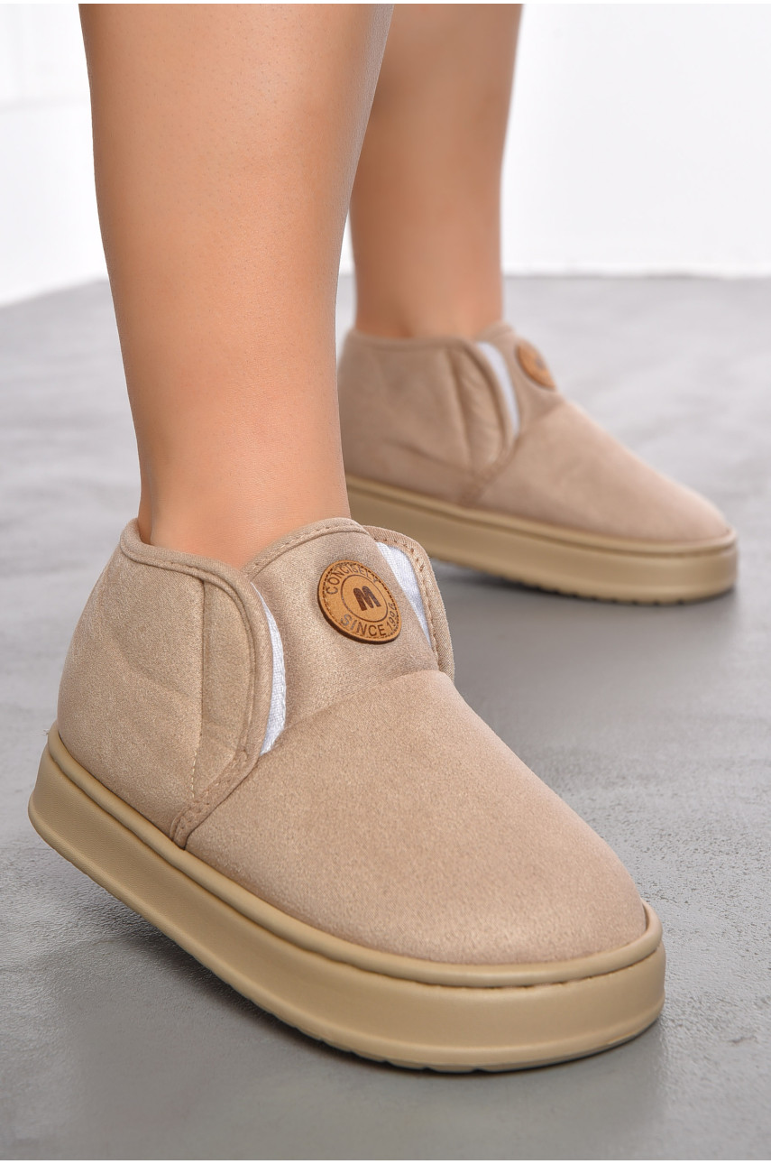 Капці домашні жіночі на хутрі бежевого кольору 9819-6 190125