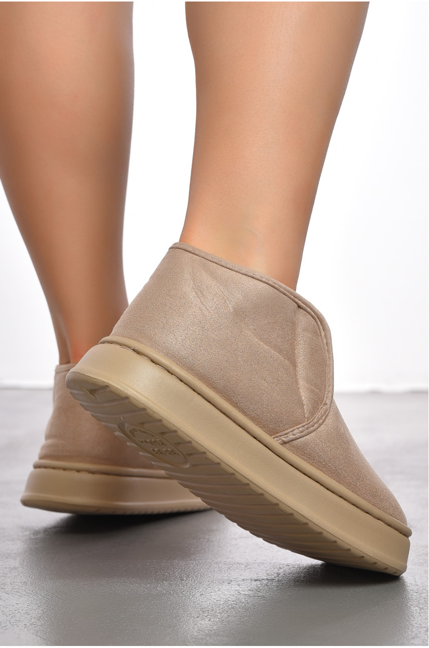 Капці домашні жіночі на хутрі бежевого кольору 9819-6 190125