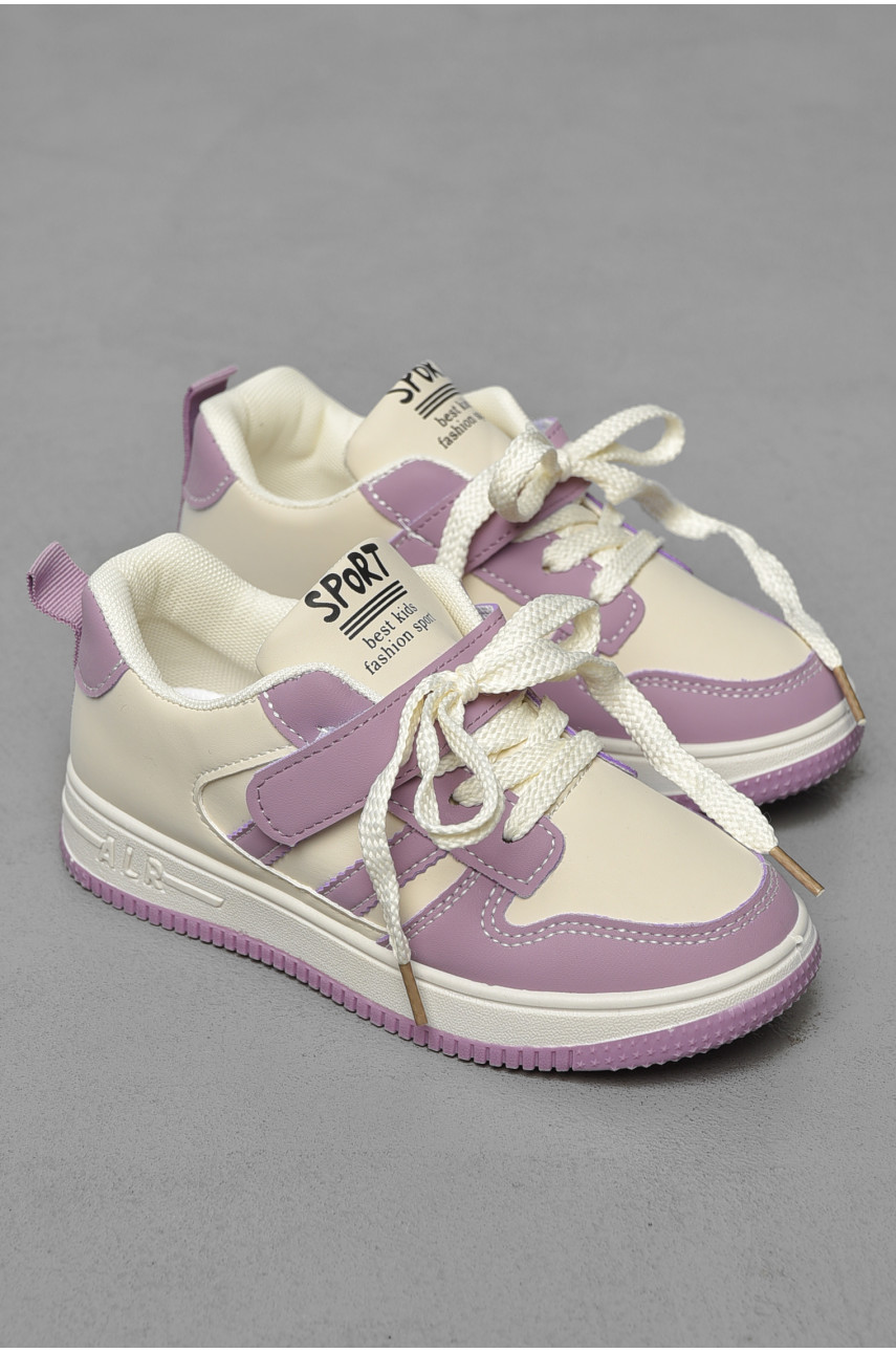 Кроссовки детские сиреневого цвета на шнуровке 533-006 190142