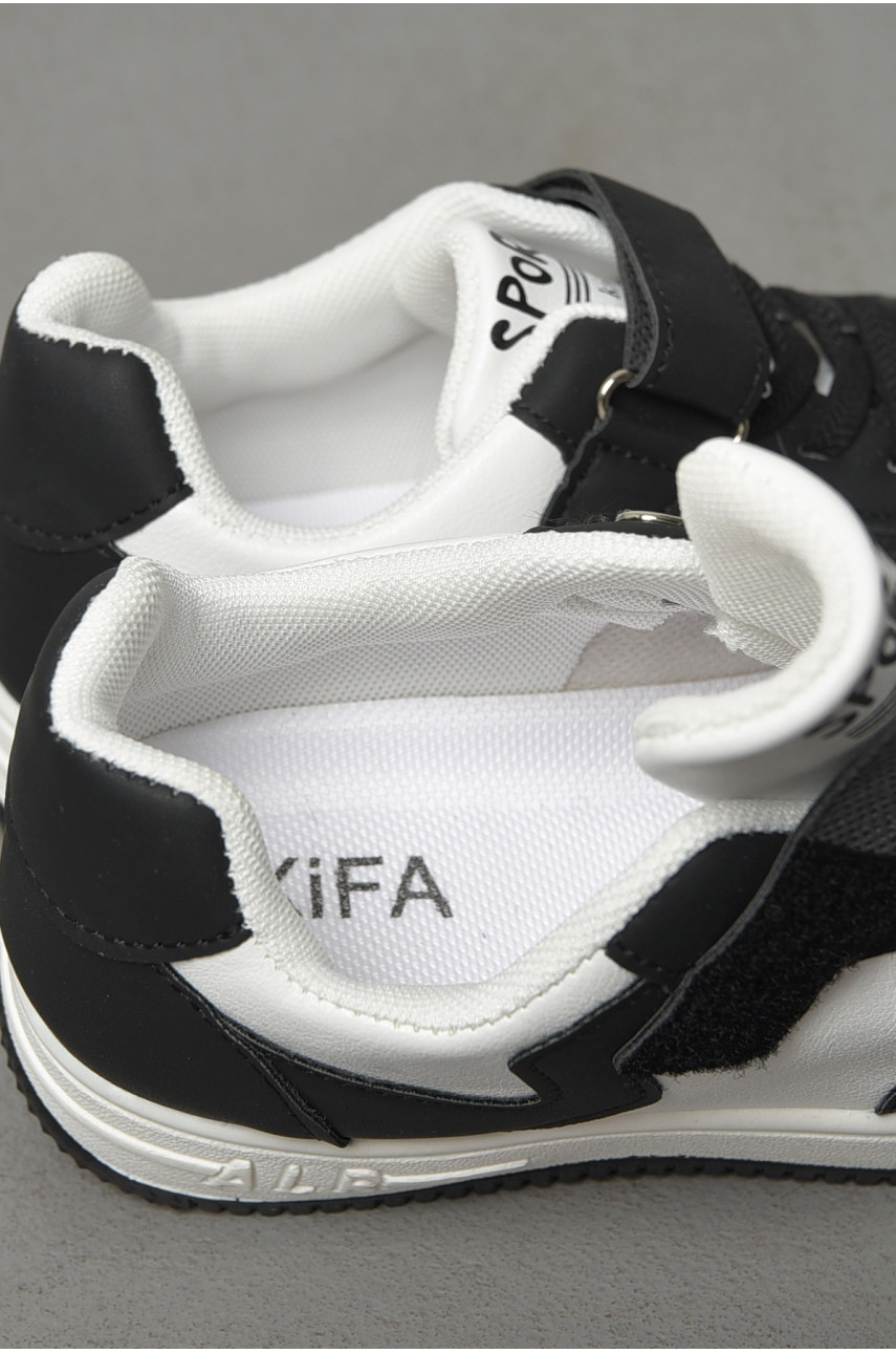 Кросівки дитячі чорно-білого кольору на шнурівці 533-013 190143