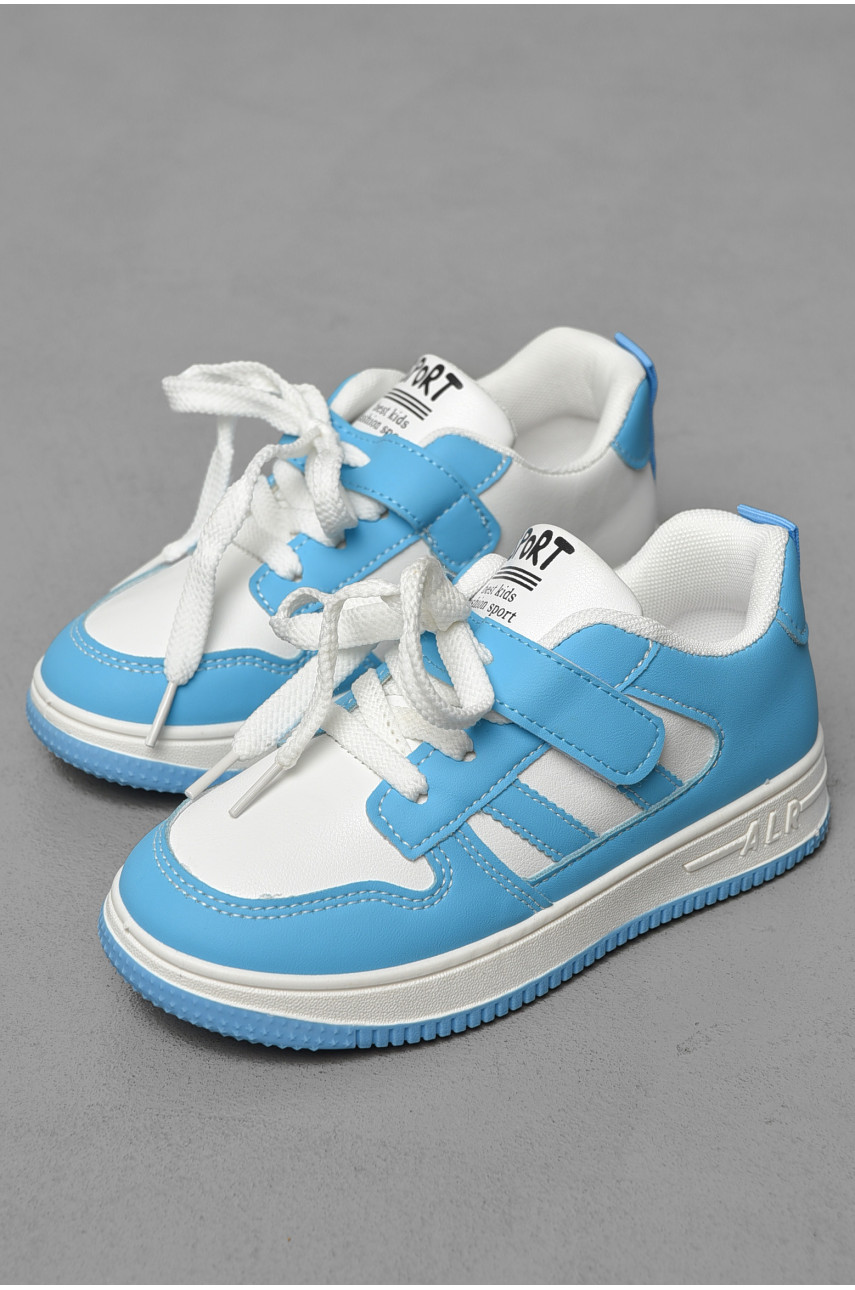 Кроссовки детские голубого цвета на шнуровке 533-005 190144