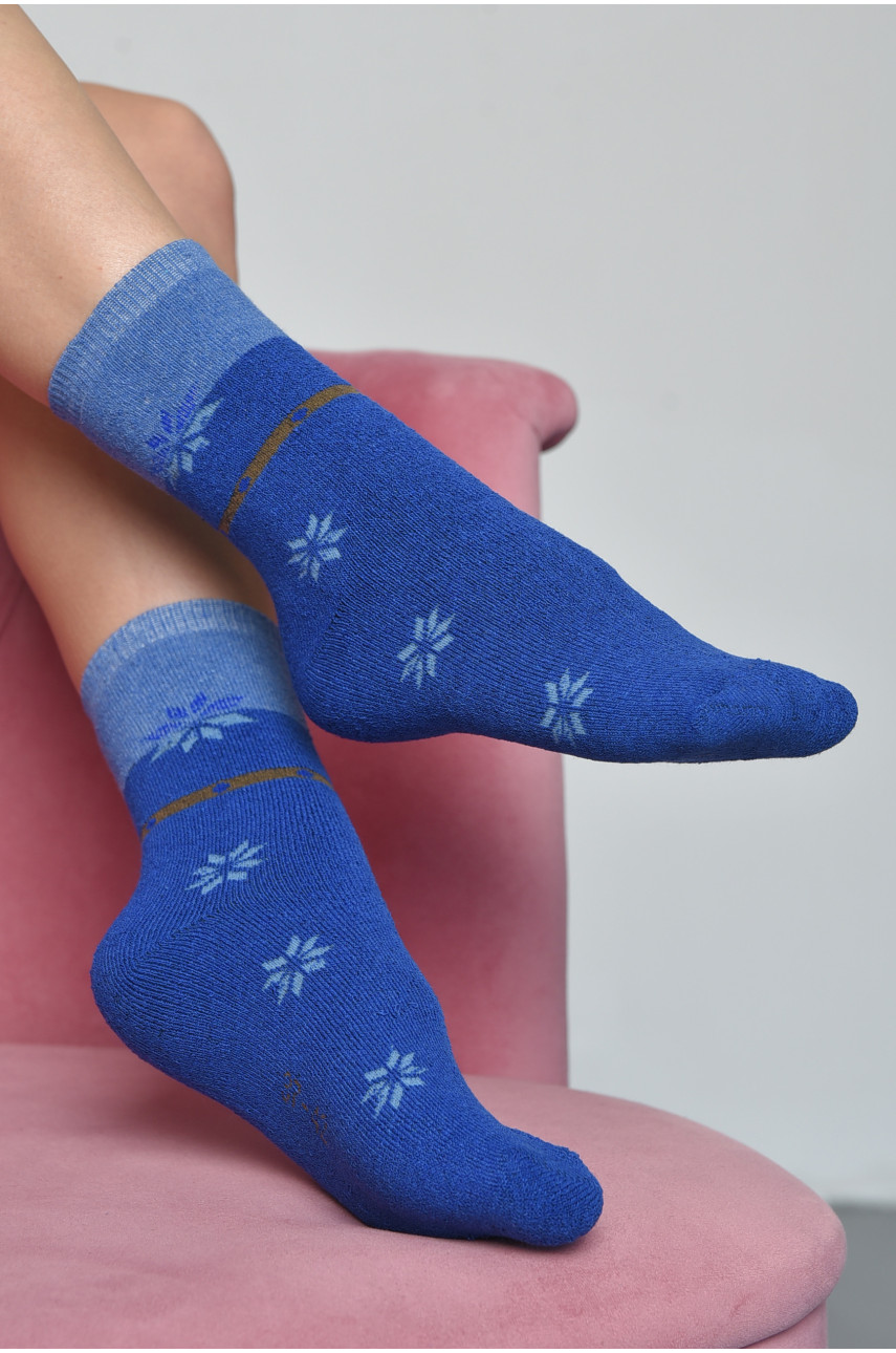 Носки женские махровые синего цвета 712 190188 Носки женские махровые синего цвета 712 190188