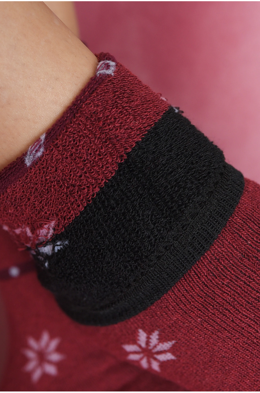 Шкарпетки жіночі махрові бордового кольору 712 190189