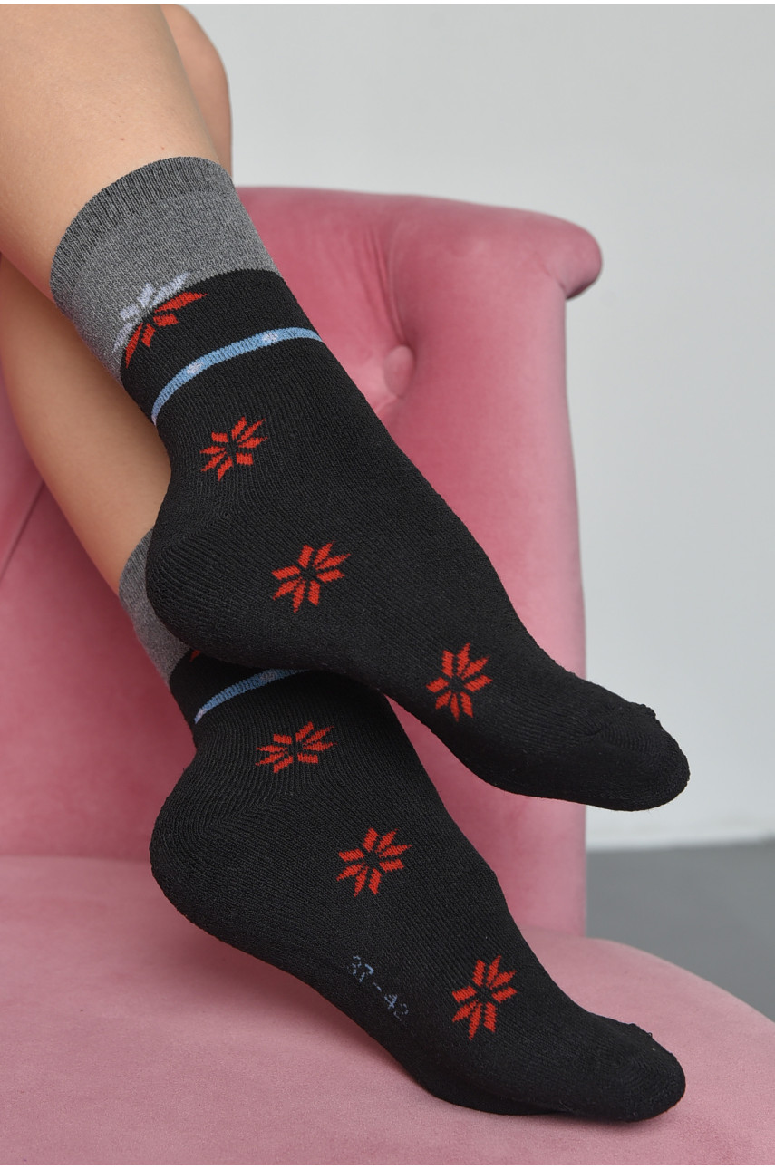 Шкарпетки жіночі махрові чорного кольору 712 190191