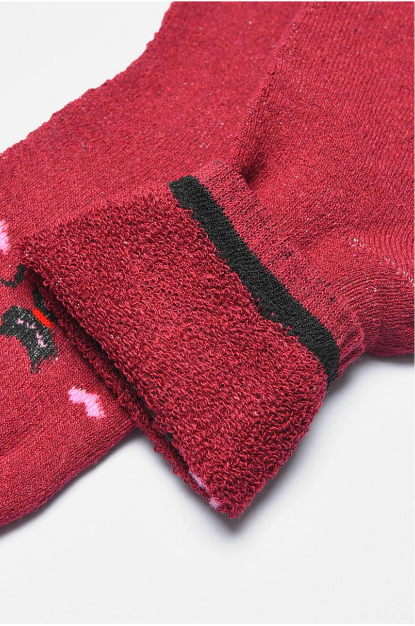 Шкарпетки жіночі махрові бордового кольору 777 190202