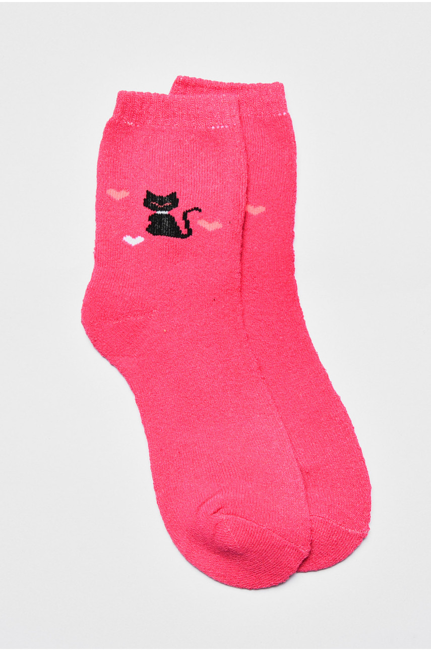 Шкарпетки жіночі махрові рожевого кольору 777 190205