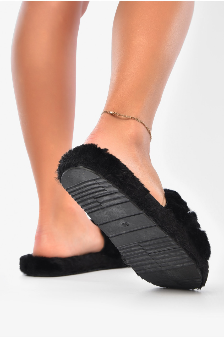 Капці домашні жіночі чорного кольору хутряні 9036-1 190214