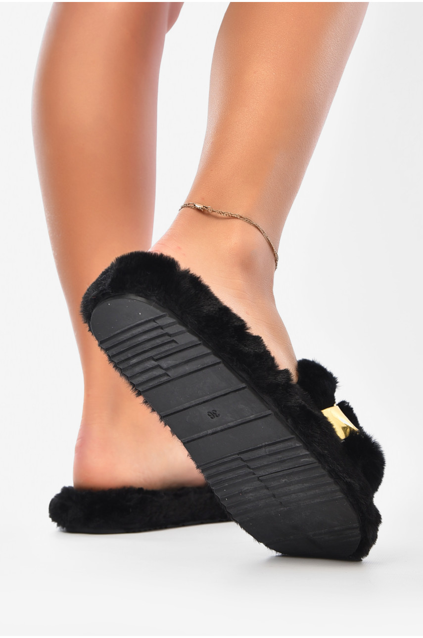 Капці домашні жіночі чорного кольору хутряні 9031-1 190215