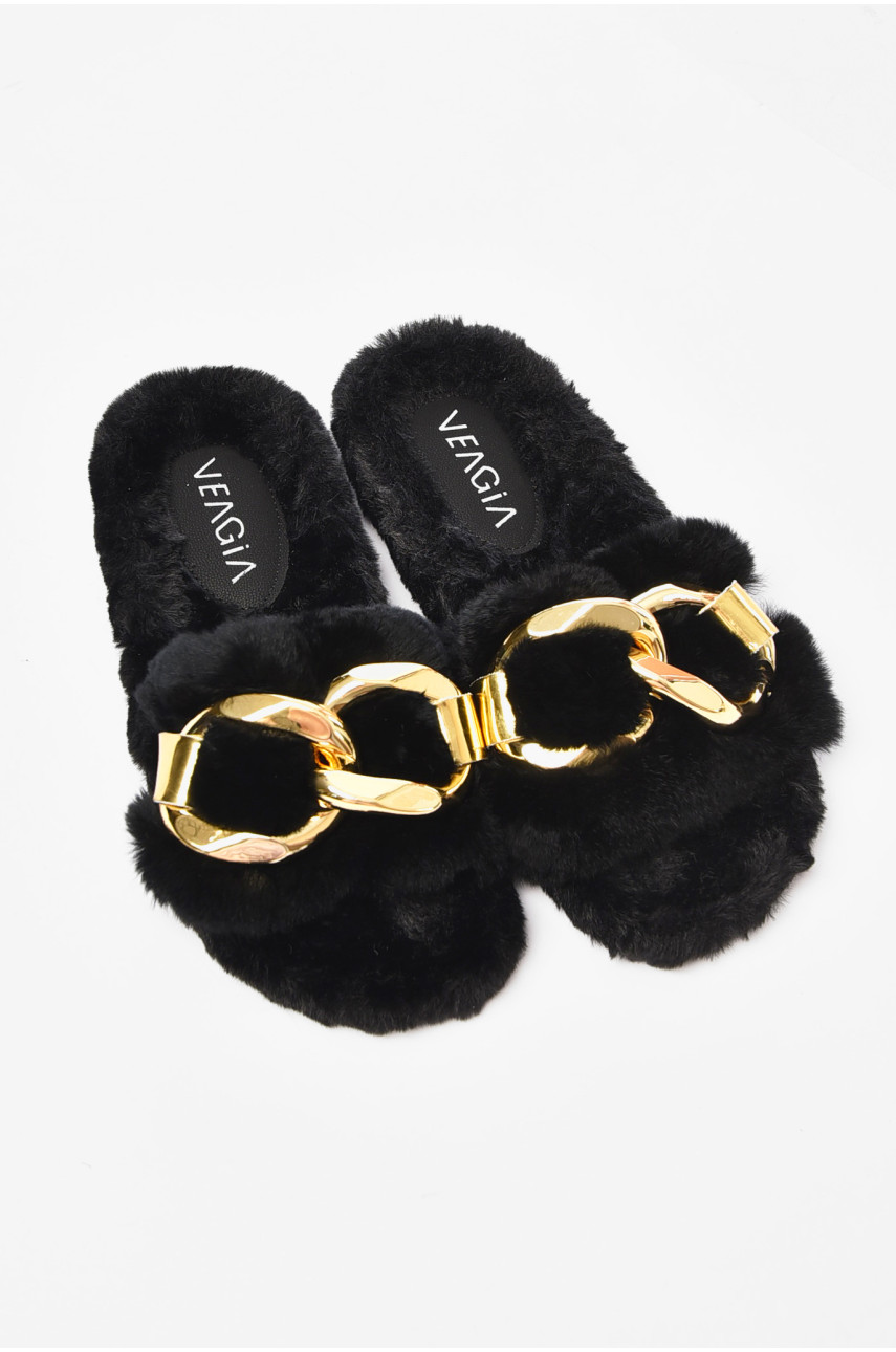 Капці домашні жіночі чорного кольору хутряні 9031-1 190215