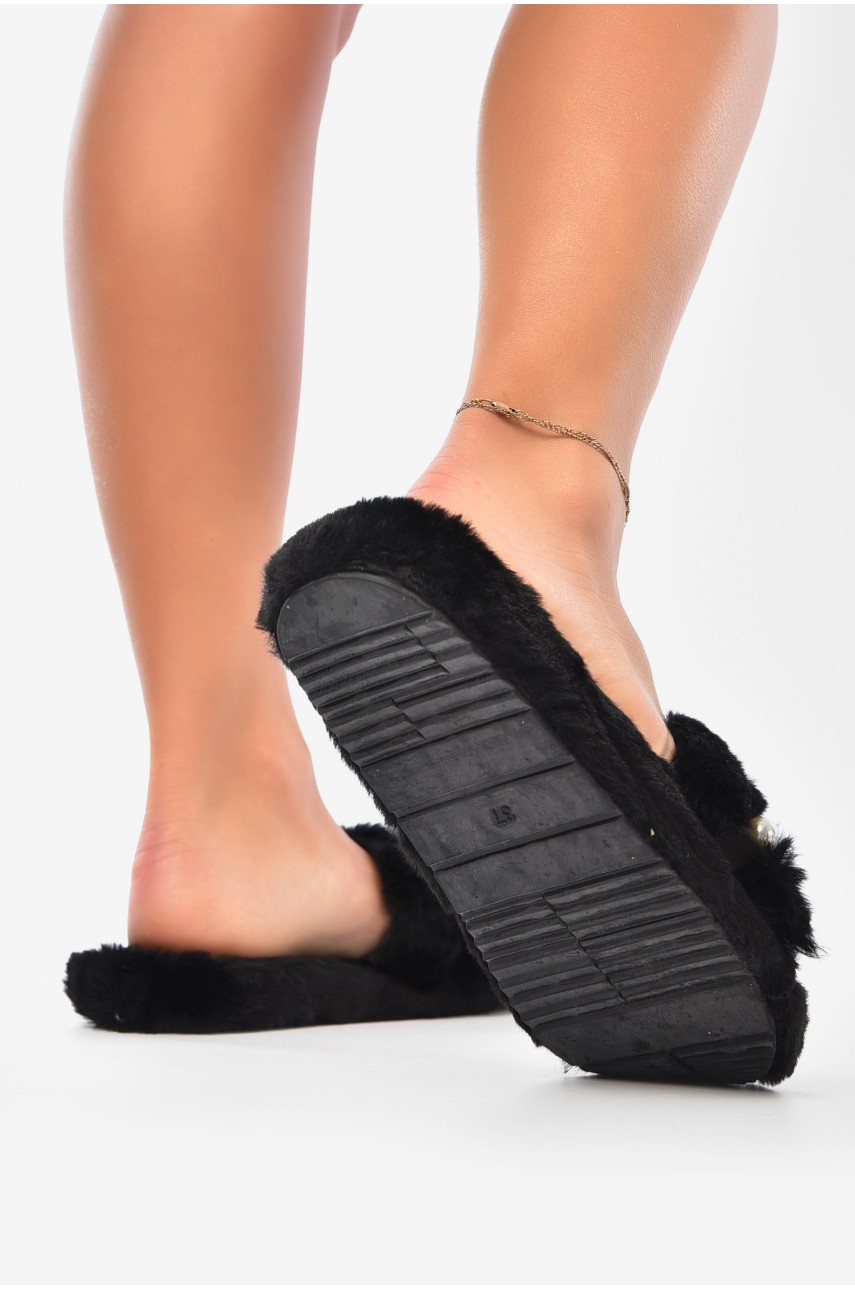Капці домашні жіночі чорного кольору хутряні 9035-1 190216