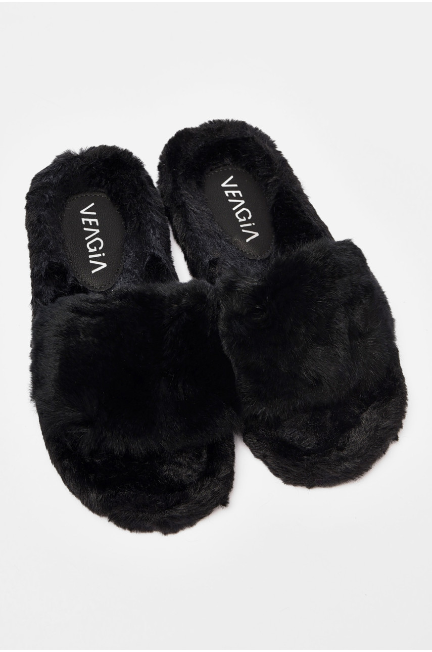 Капці домашні жіночі чорного кольору хутряні 9005-1 190217 Капці домашні жіночі чорного кольору хутряні 9005-1 190217