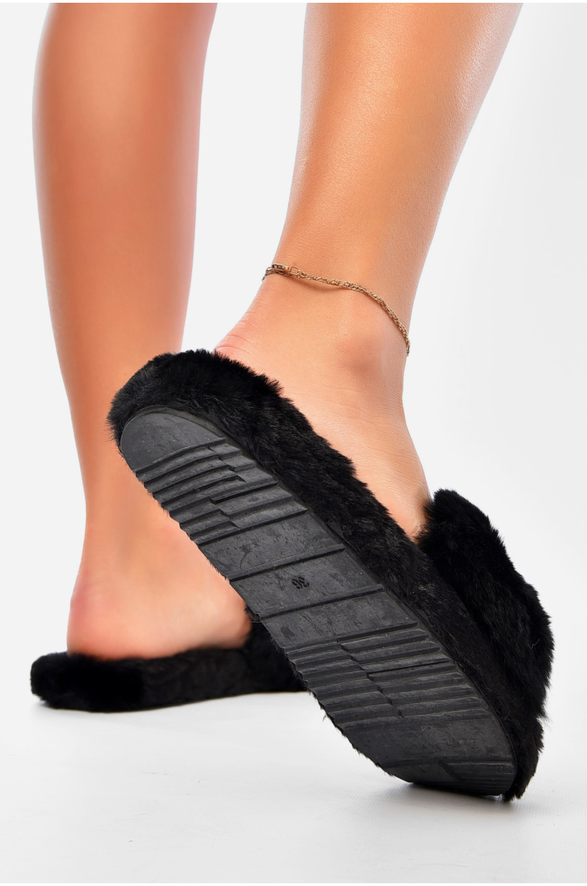 Капці домашні жіночі чорного кольору хутряні 9033-1 190219 Капці домашні жіночі чорного кольору хутряні 9033-1 190219