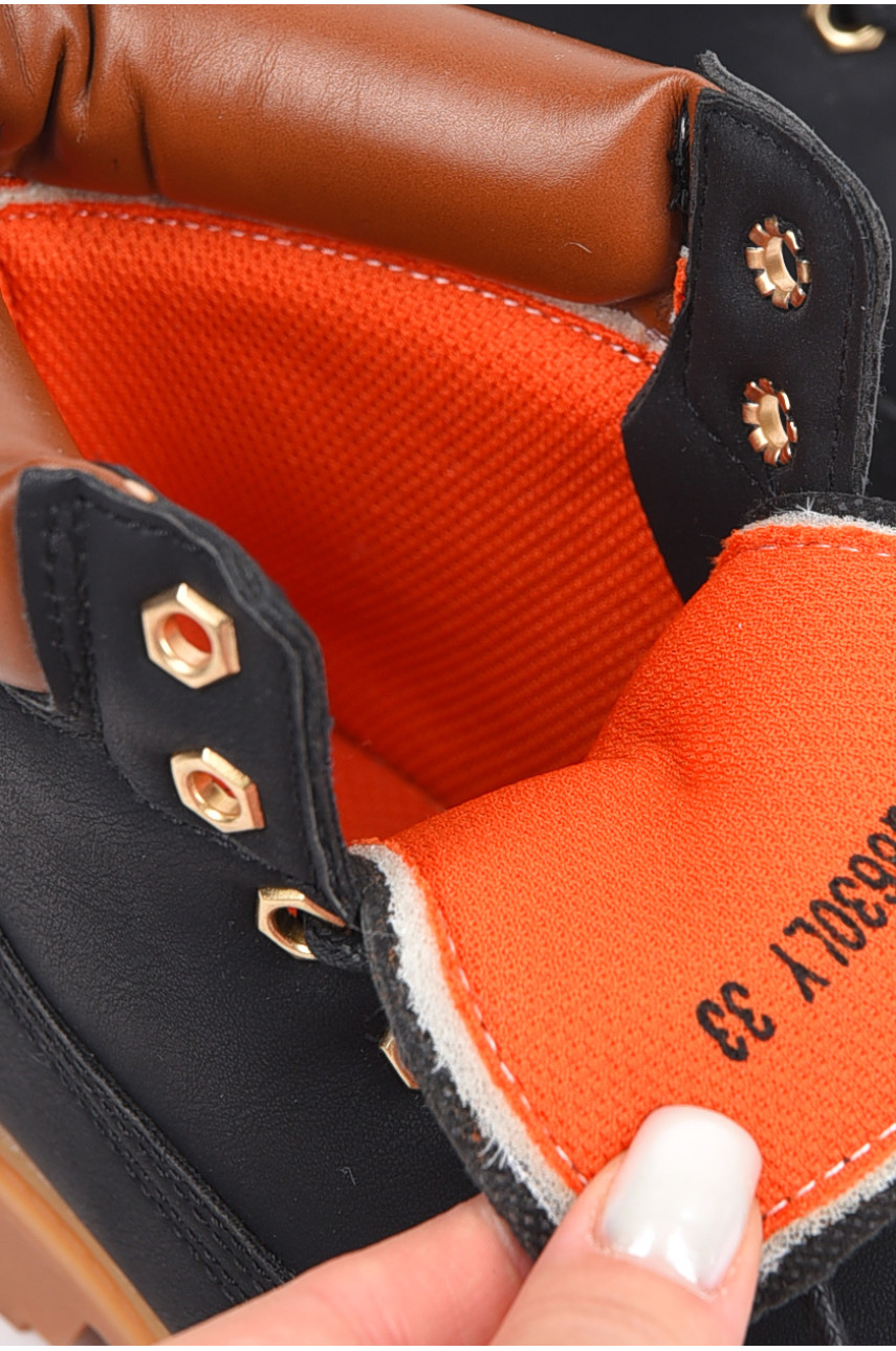 Ботинки детские черного цвета на шнуровке 8630 190230 Ботинки детские черного цвета на шнуровке 8630 190230