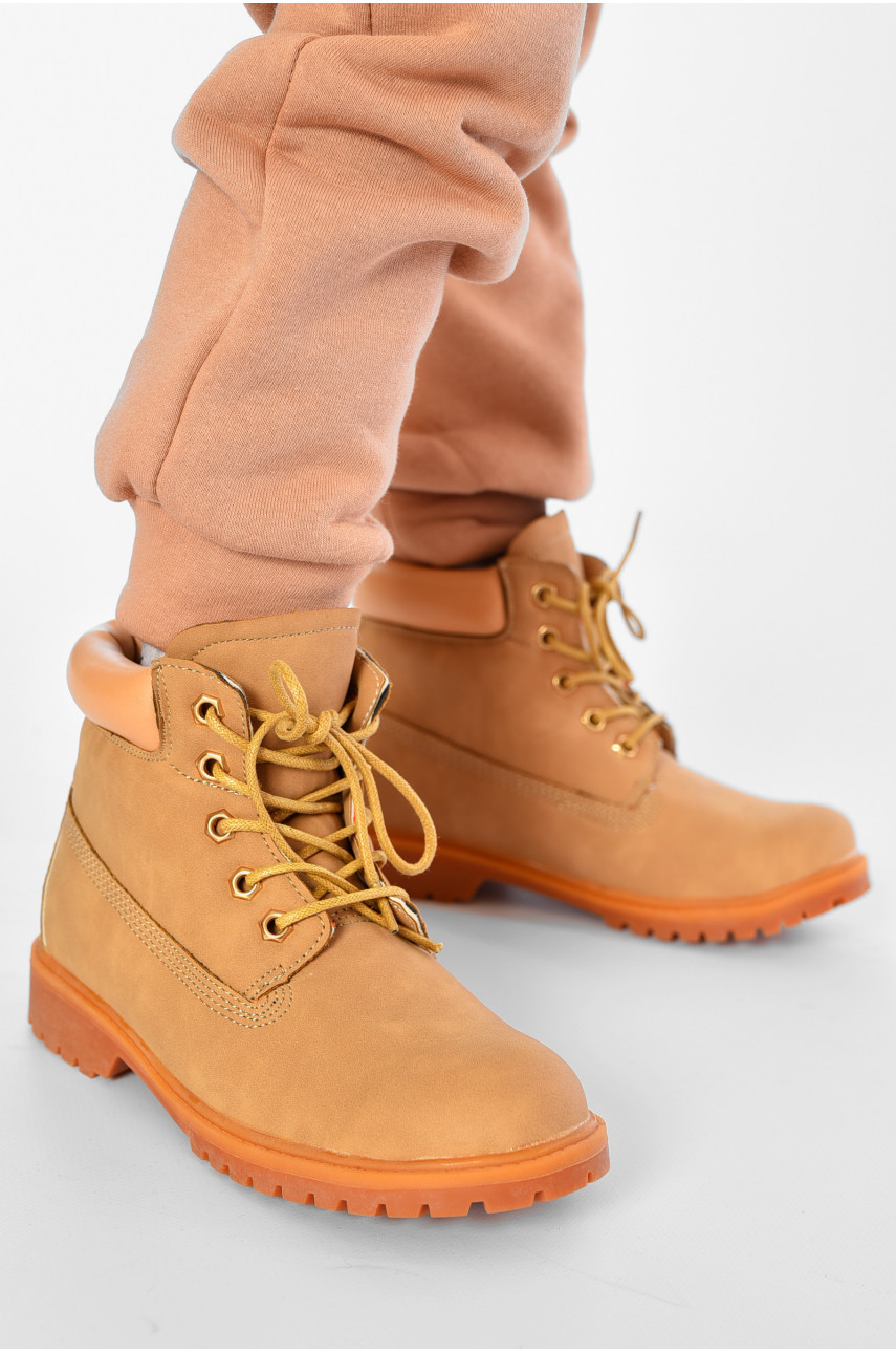 Ботинки детские бежевого цвета на шнуровке 8630 190231