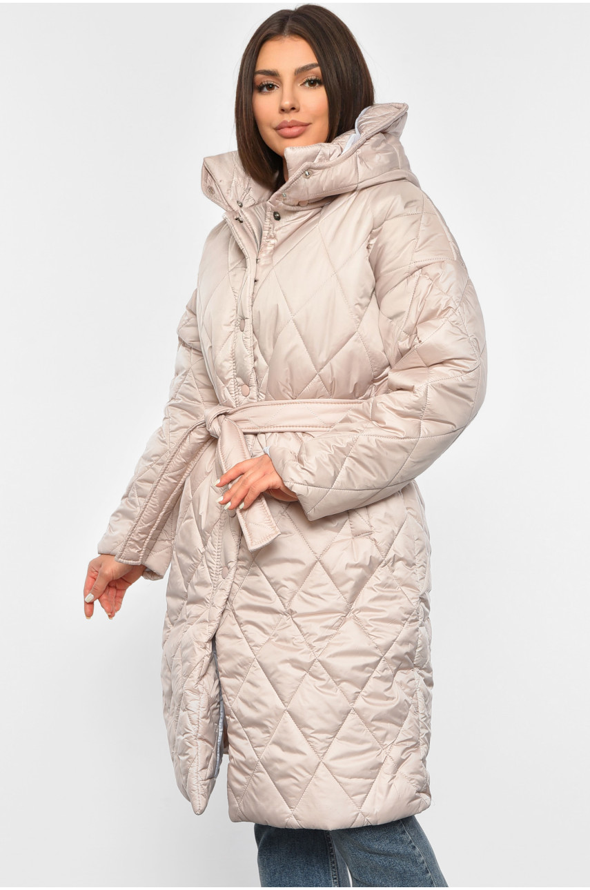 Куртка жіноча напівбатальна демісезонна світло-бежевого кольору 8867 190242