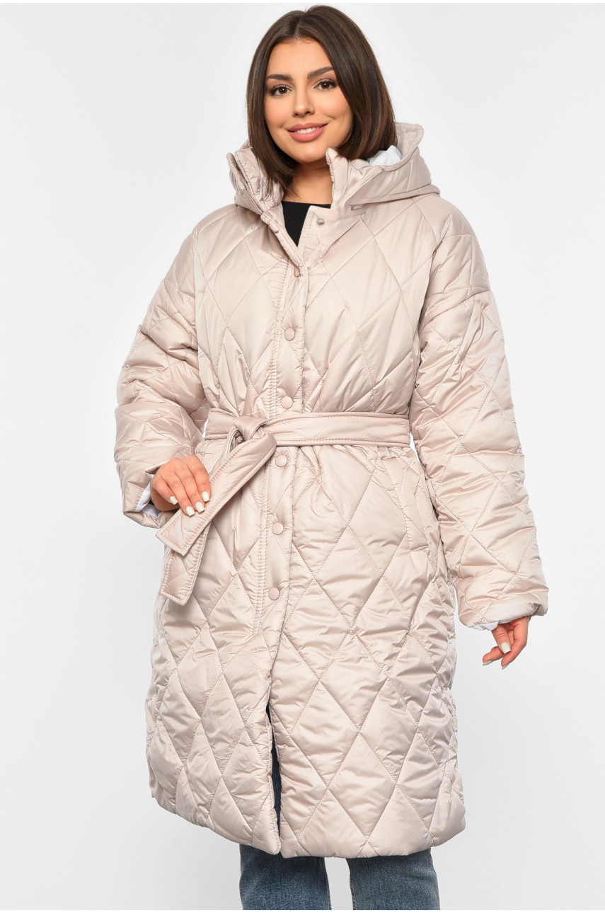 Куртка жіноча напівбатальна демісезонна світло-бежевого кольору 8867 190242