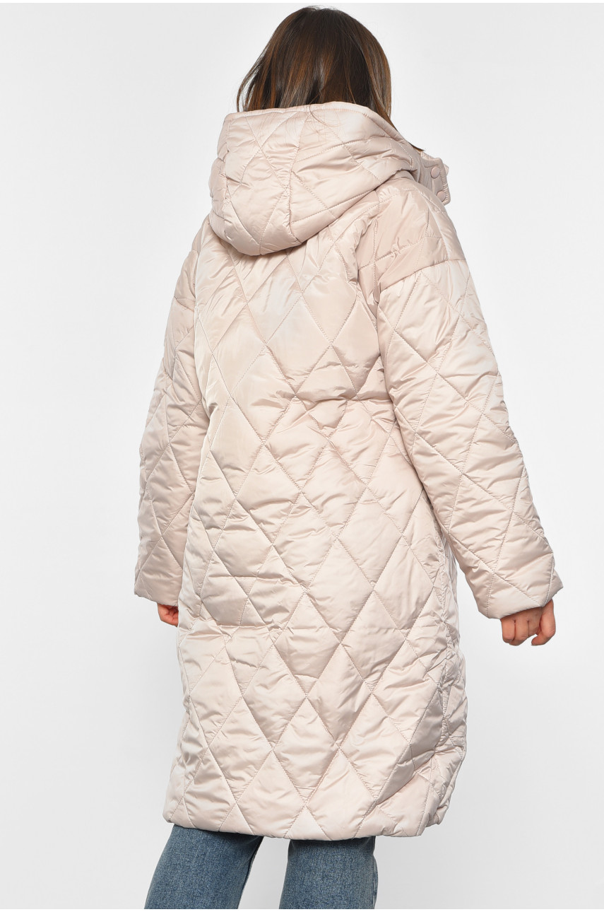 Куртка жіноча напівбатальна демісезонна світло-бежевого кольору 8867 190242