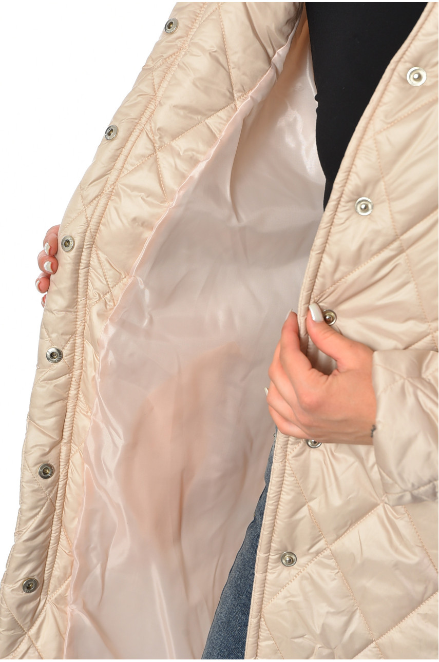 Куртка жіноча демісезонна молочного кольору 8860 190245 Куртка жіноча демісезонна молочного кольору 8860 190245