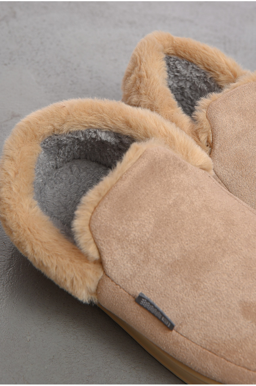 Тапочки домашние женские на меху бежевого цвета 9819-2 190250 Тапочки домашние женские на меху бежевого цвета 9819-2 190250