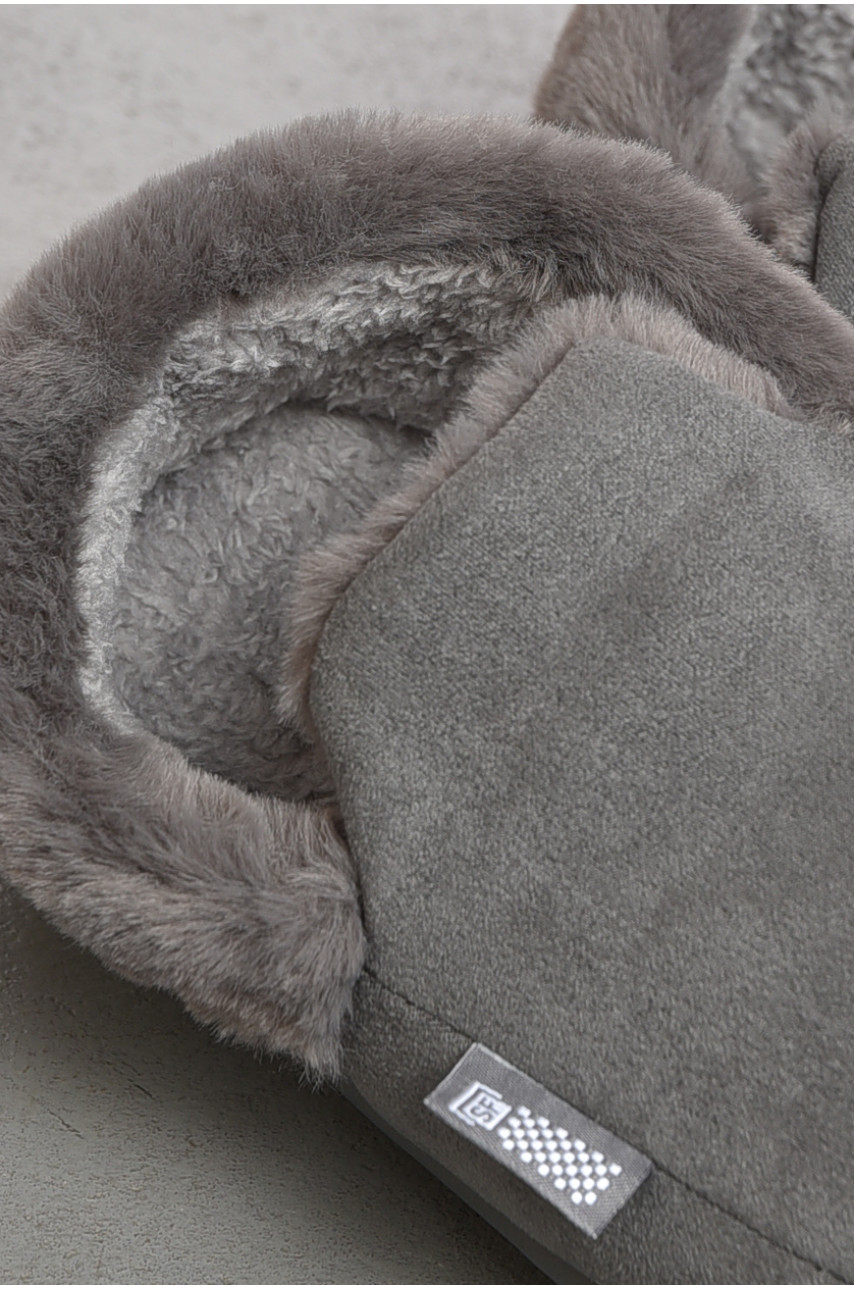 Капці домашні жіночі на хутрі сірого кольору 9819-2 190251