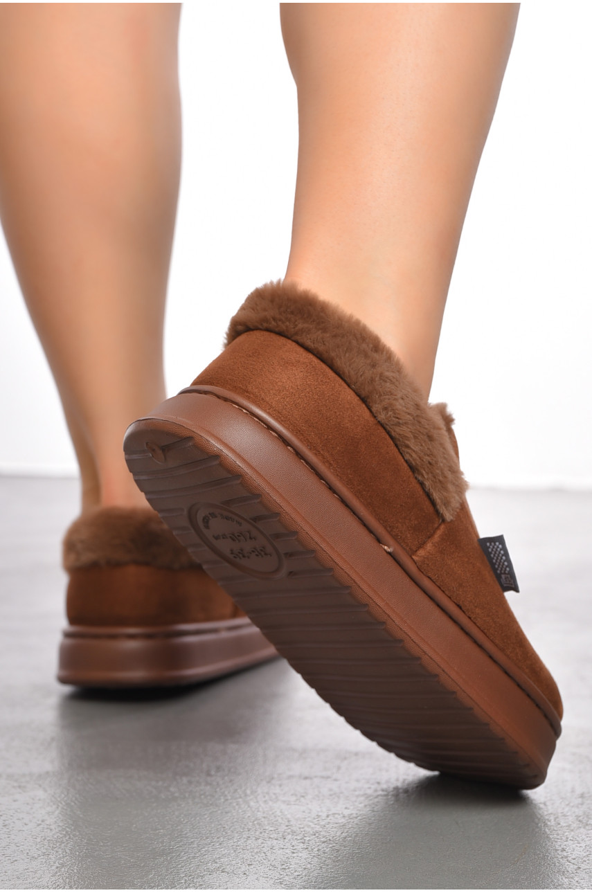 Капці домашні жіночі на хутрі коричневого кольору 9819-2 190252