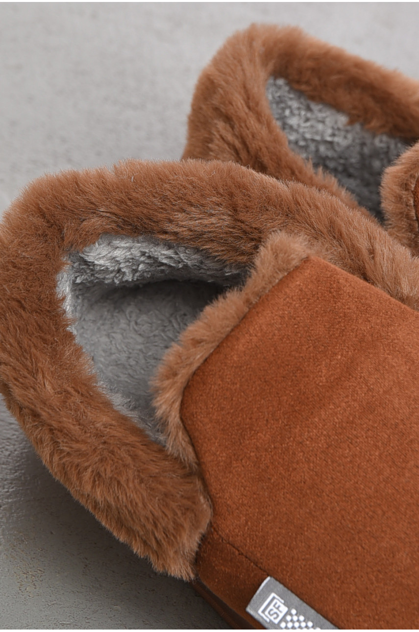 Капці домашні жіночі на хутрі коричневого кольору 9819-2 190252