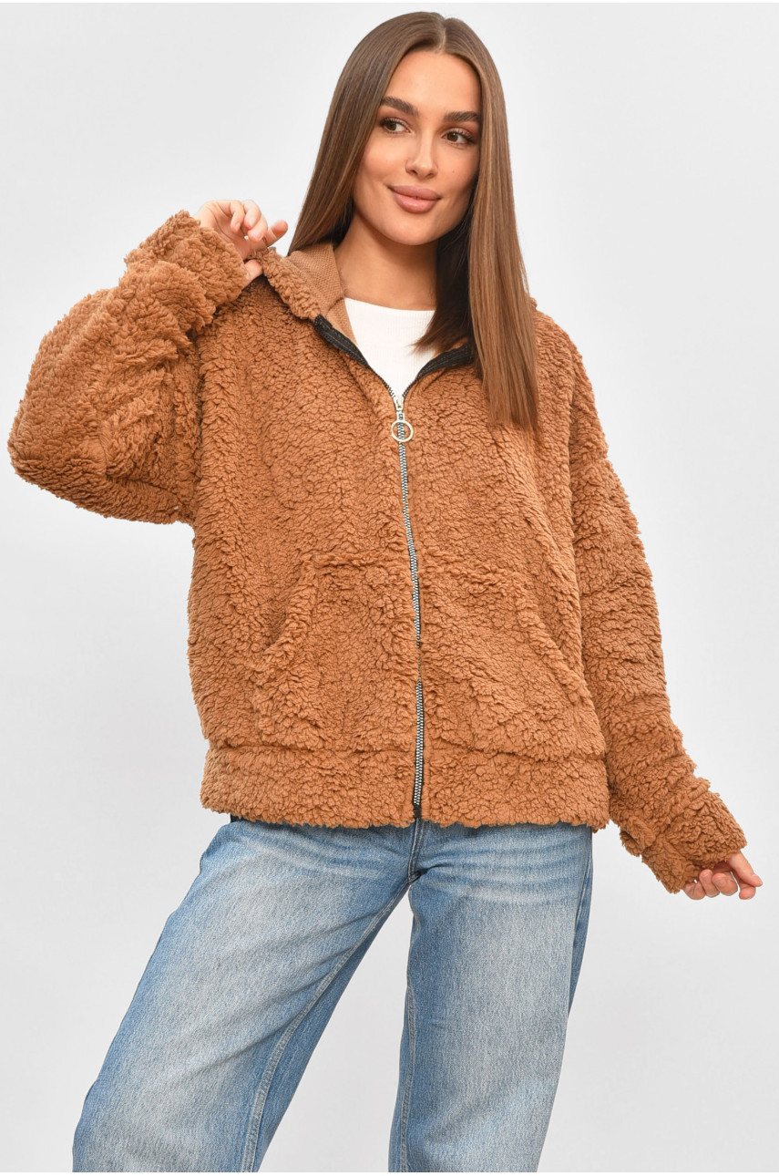Худи женское  тедди коричнивого цвета 1504 190262