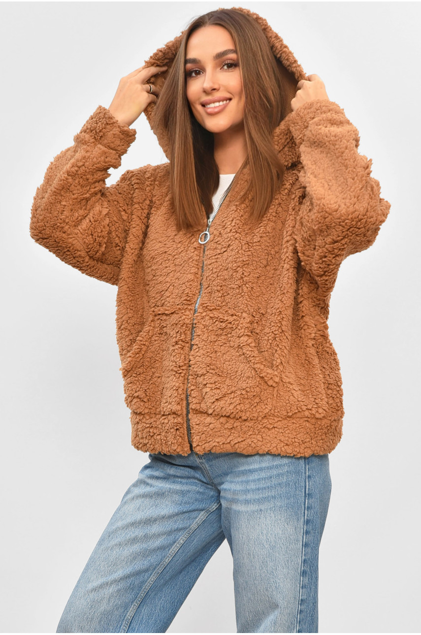 Худи женское  тедди коричнивого цвета 1504 190262