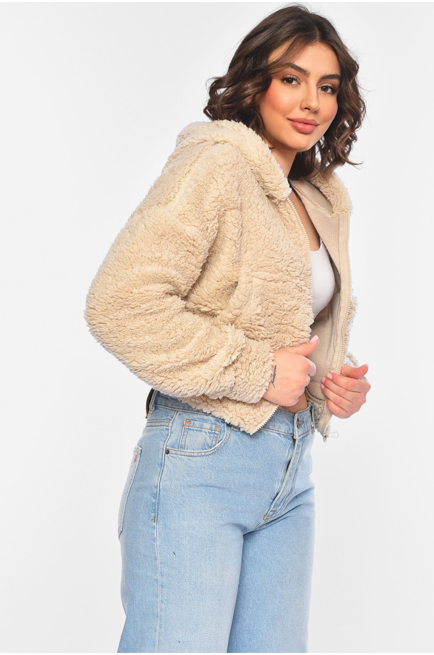 Женское худи тедди бежевого цвета 1478 190298