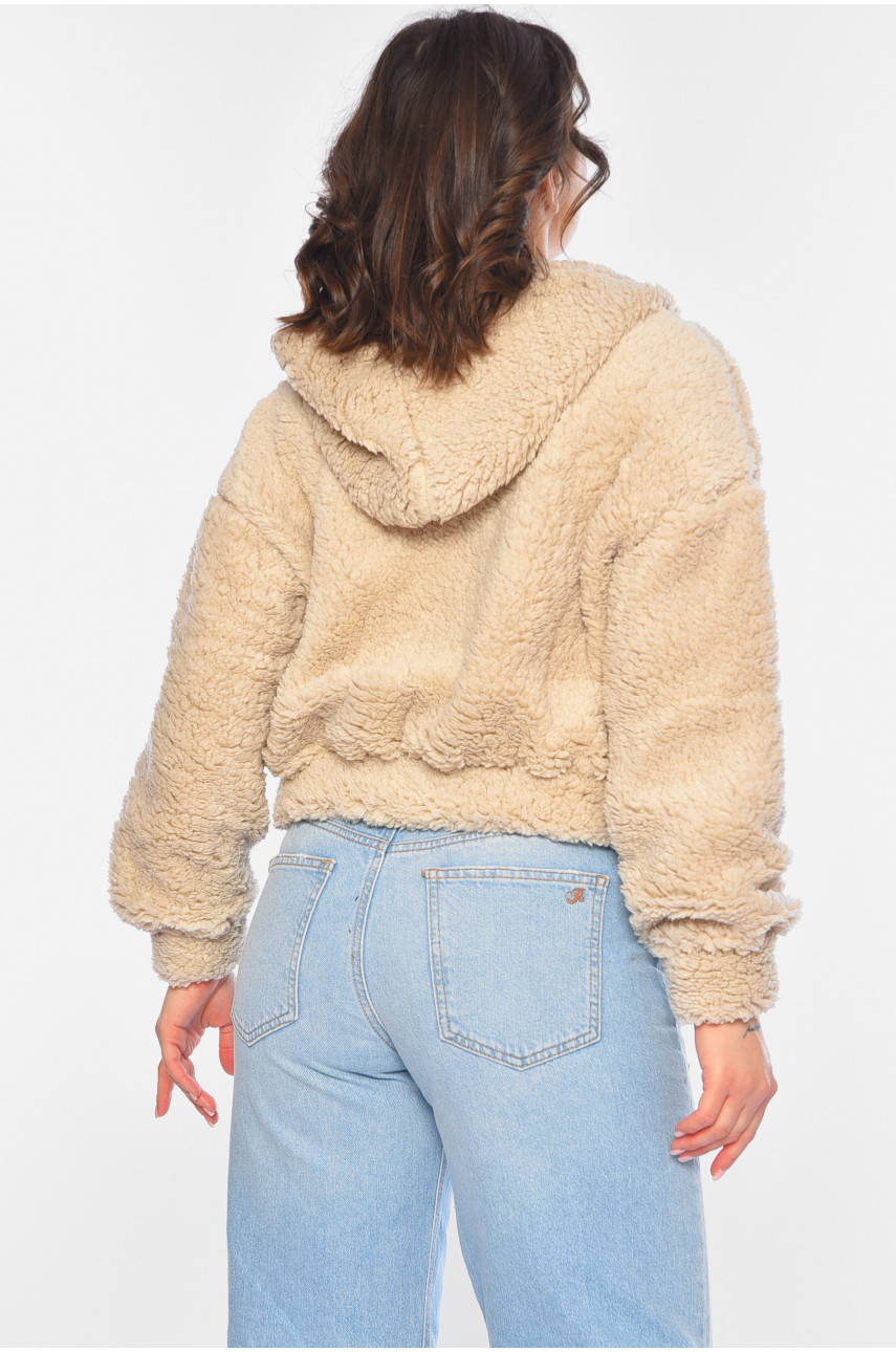 Женское худи тедди бежевого цвета 1478 190298