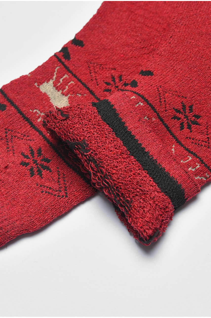 Шкарпетки жіночі махрові бордового кольору 881 190308