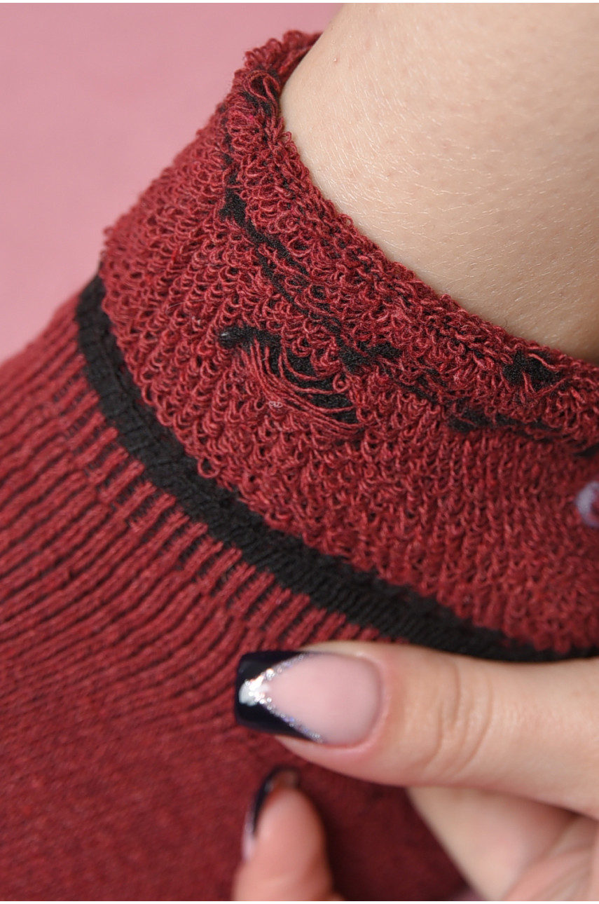 Шкарпетки жіночі махрові бордового кольору 882 190322