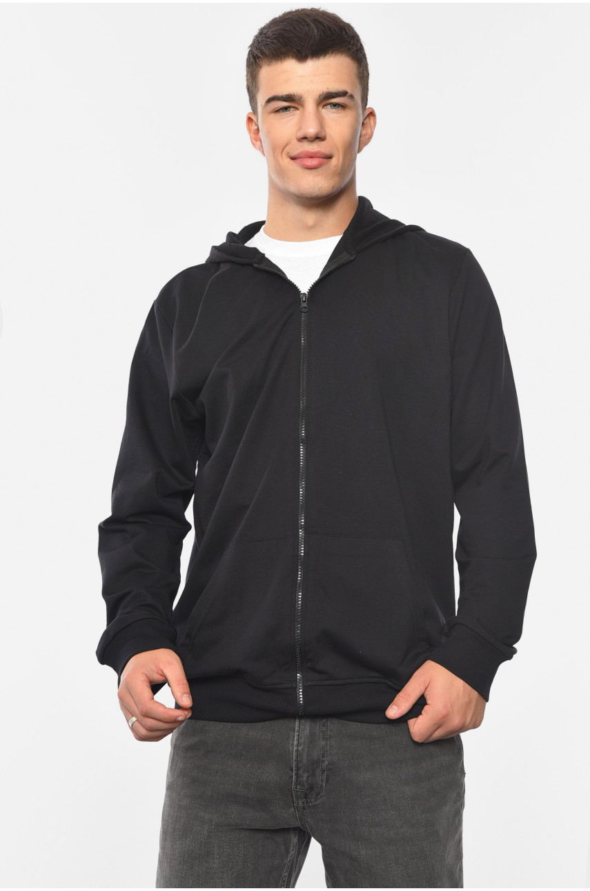 Кофта чоловіча на блискавці чорного кольору 758 190341 Кофта чоловіча на блискавці чорного кольору 758 190341