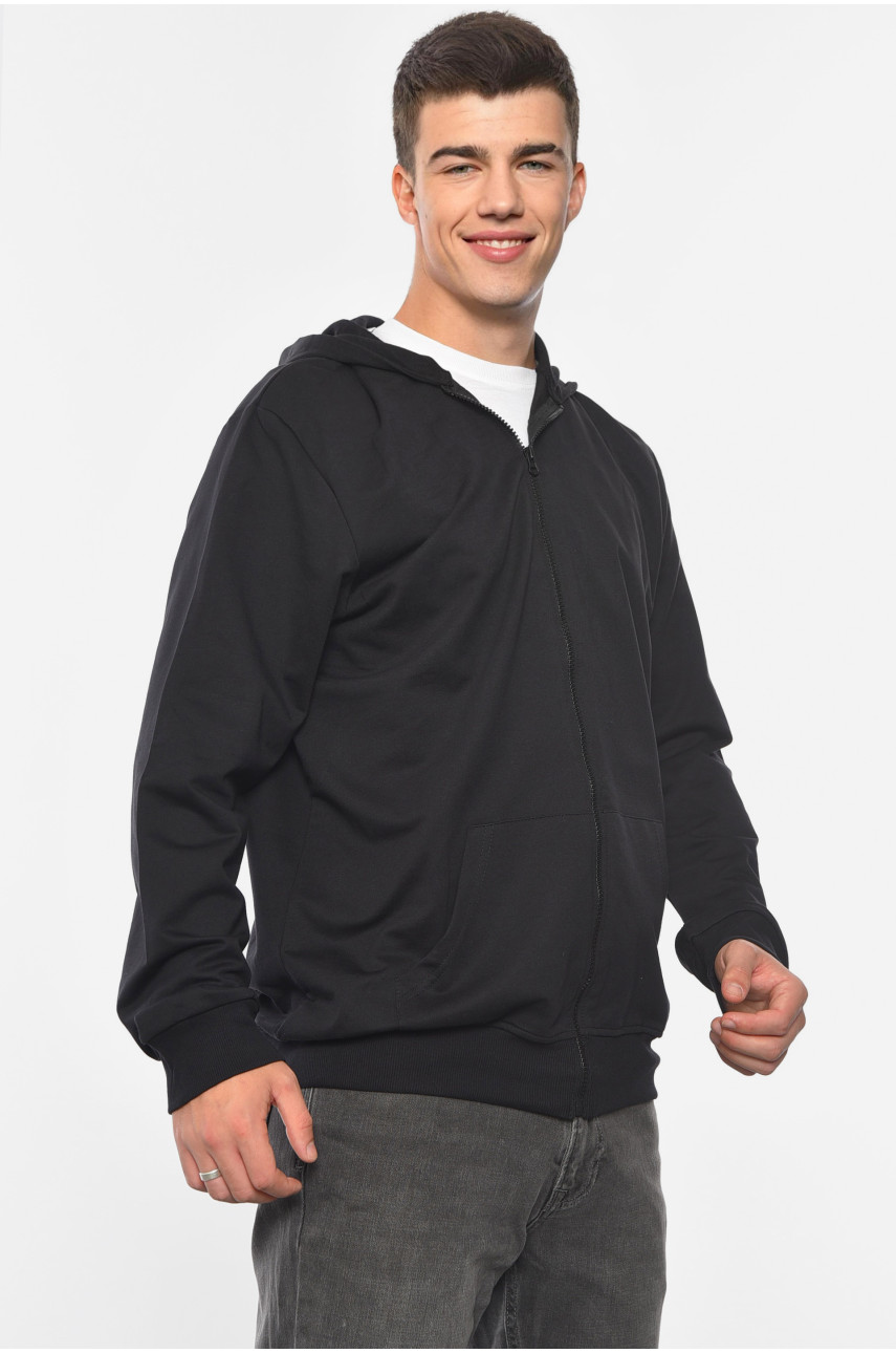 Кофта чоловіча на блискавці чорного кольору 758 190341 Кофта чоловіча на блискавці чорного кольору 758 190341