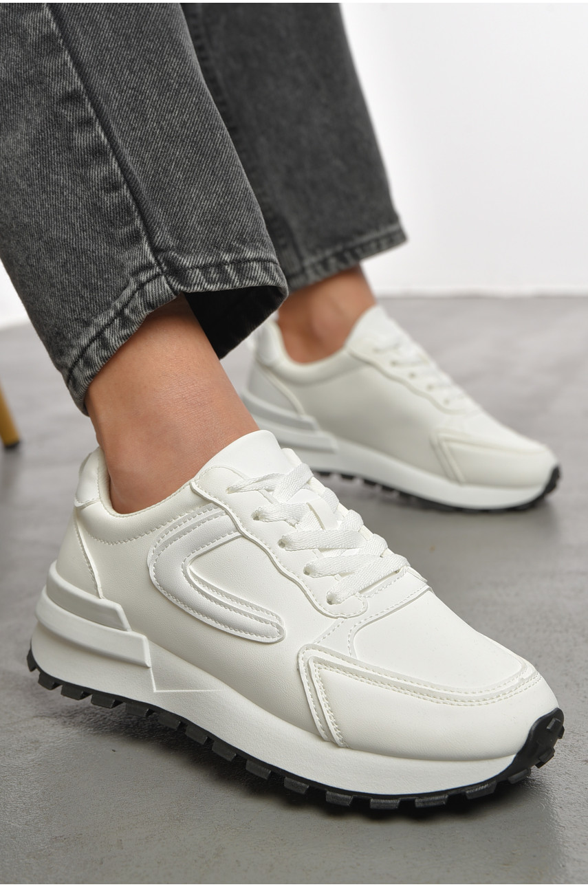 Кросівки жіночі білого кольору на шнурівці Уцінка 542-138 190374 Кросівки жіночі білого кольору на шнурівці Уцінка 542-138 190374