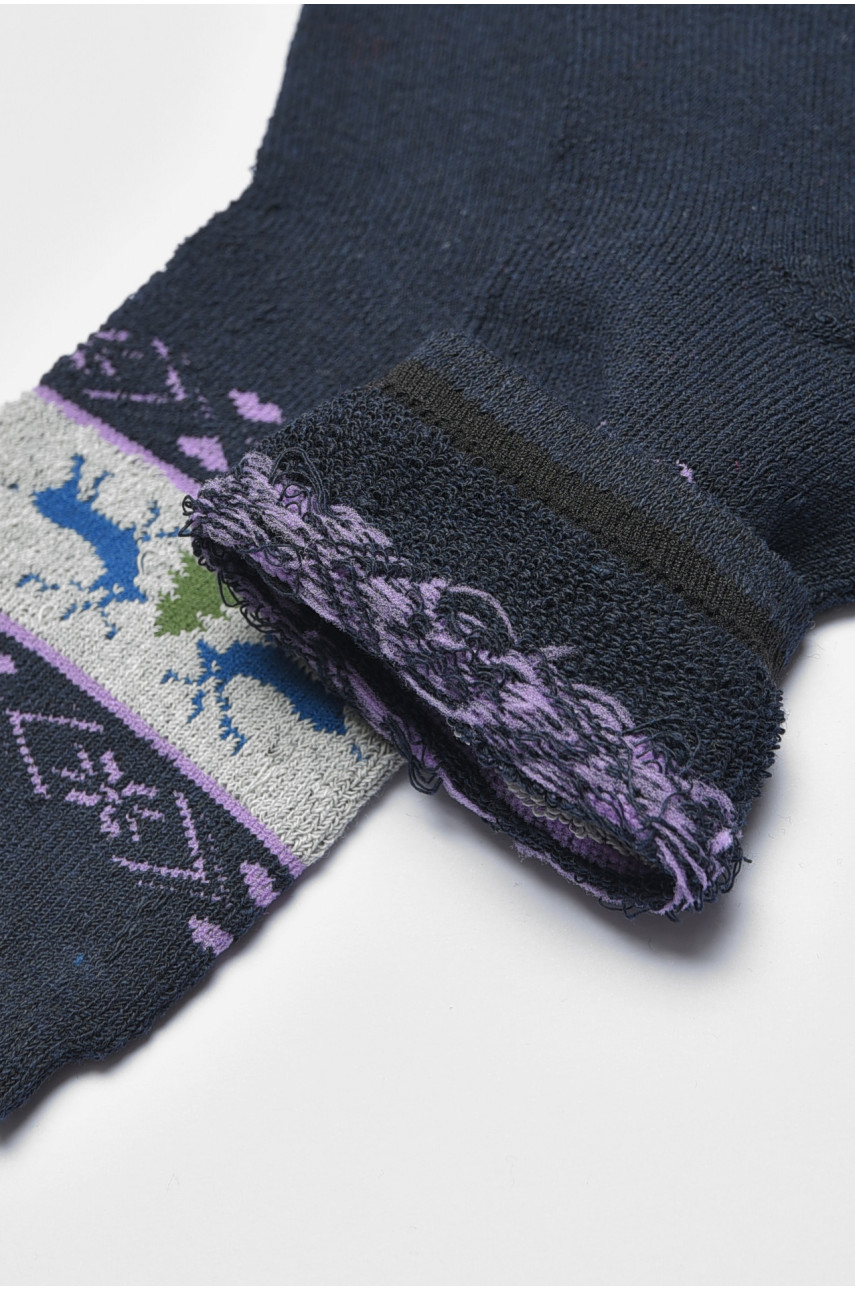 Носки женские махровые темно-синего цвета 701 190375