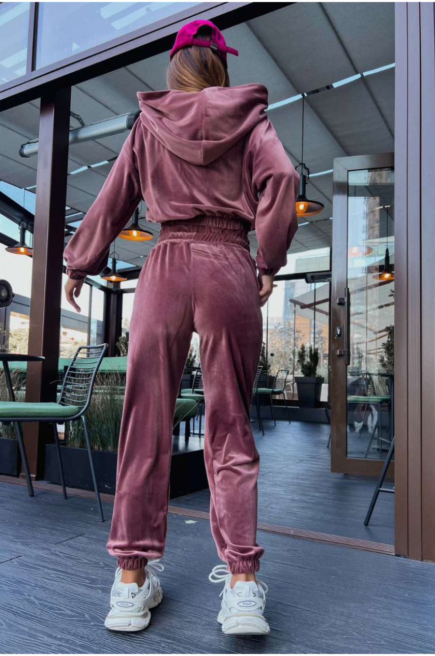 Костюм жіночий велюровий кольору моко 2021 190376