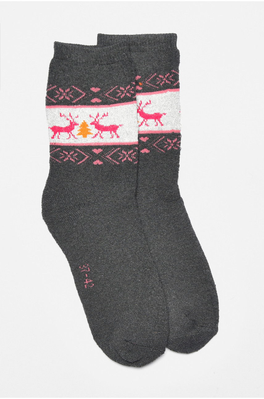 Шкарпетки жіночі махрові сірого кольору 701 190377