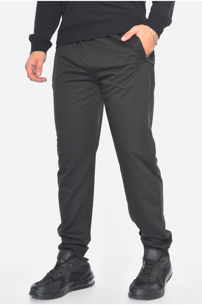 Спортивні штани чоловічі напівбатальні чорного кольору 2076-14 190380