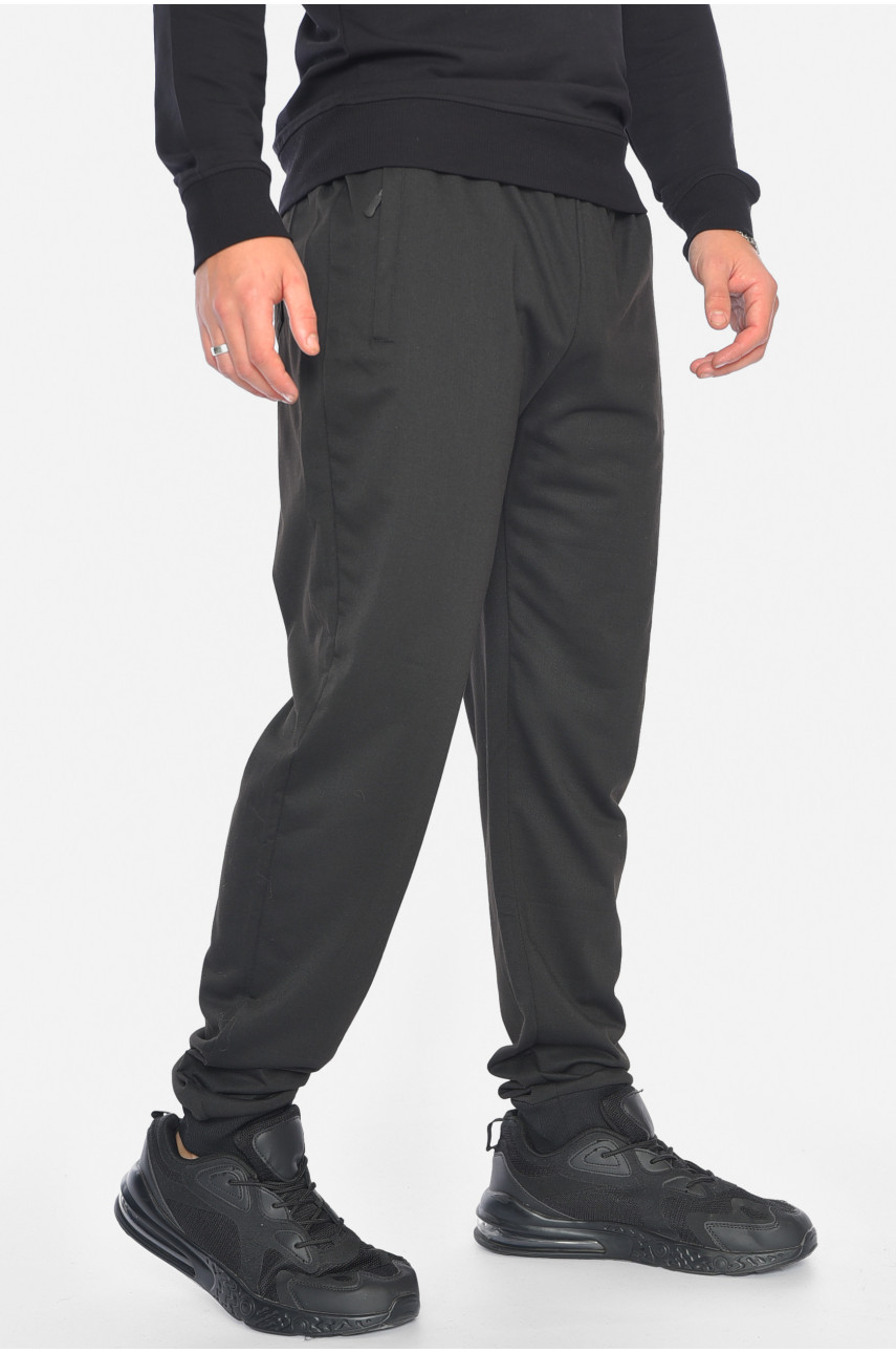 Спортивні штани чоловічі напівбатальні чорного кольору 2076-14 190380