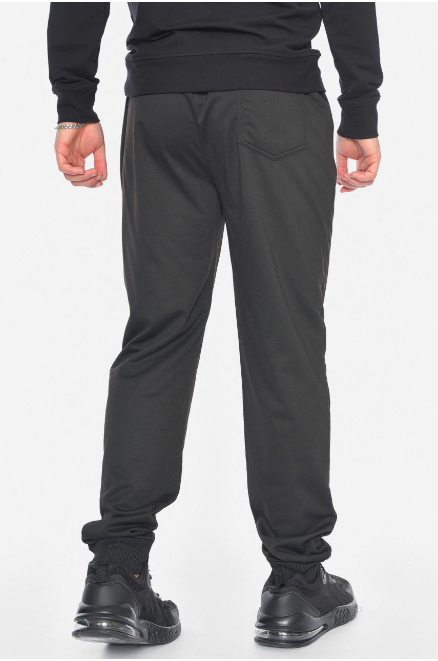 Спортивні штани чоловічі напівбатальні чорного кольору 2076-14 190380