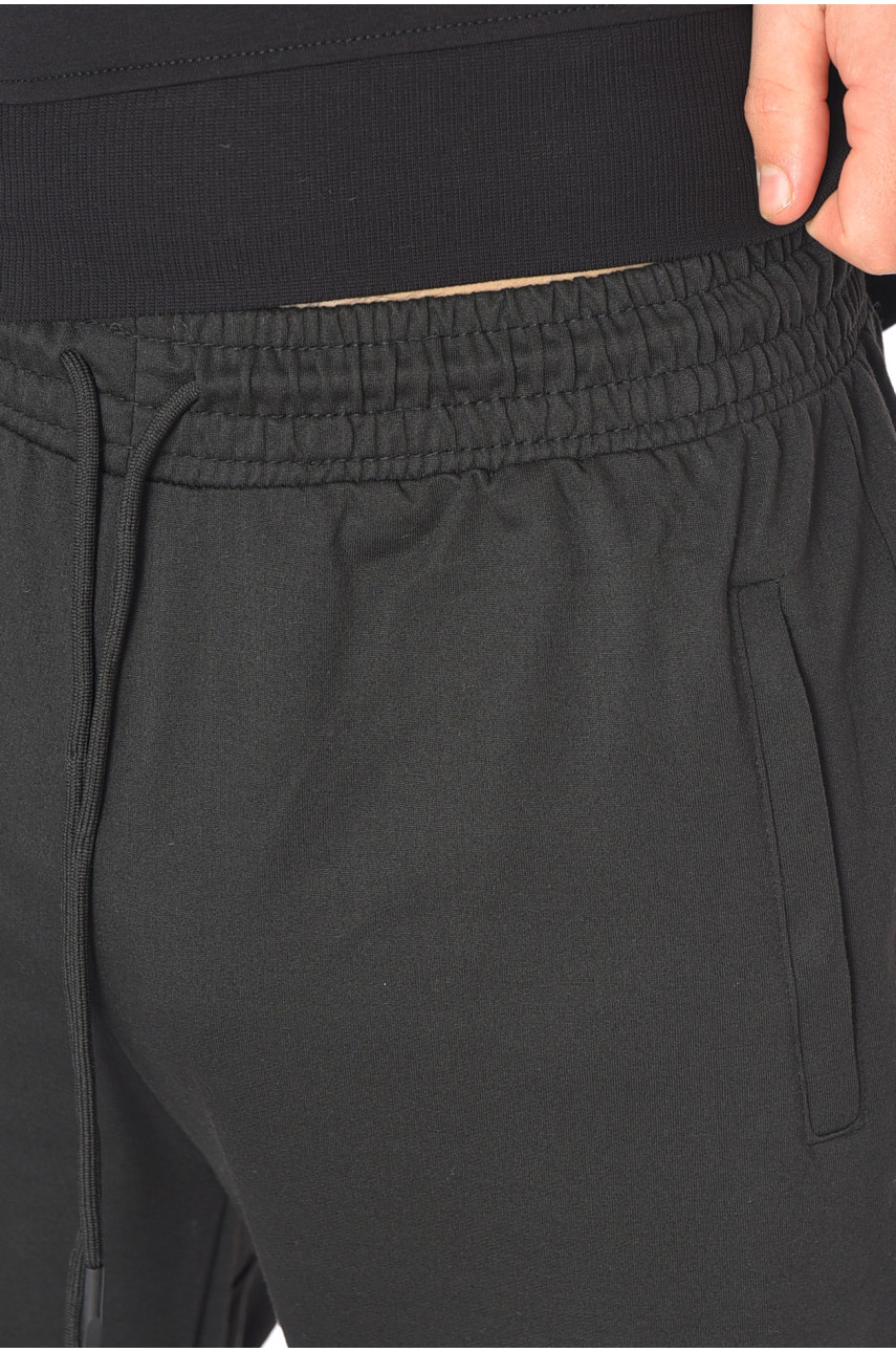 Спортивні штани чоловічі напівбатальні чорного кольору 2076-14 190380