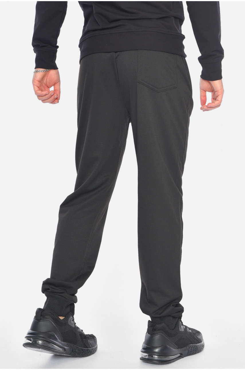 Спортивные штаны мужские полубатальные черного цвета 2076-13 190386 Спортивные штаны мужские полубатальные черного цвета 2076-13 190386