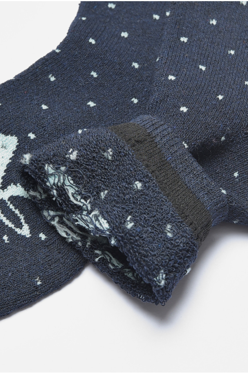 Носки женские махровые темно-синего цвета 883 190421