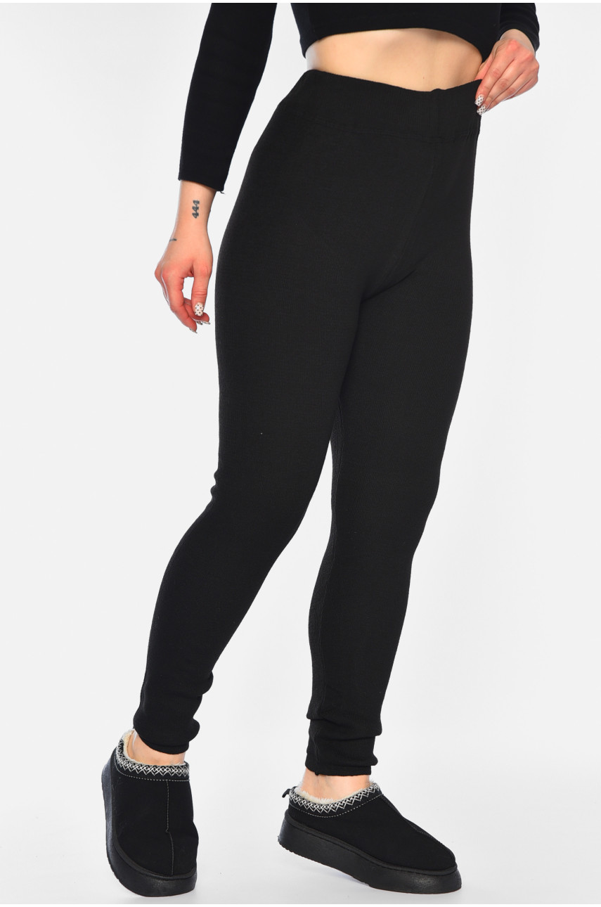 Лосины женские с начесом на верблюжьей шерсти черного цвета 833 190463