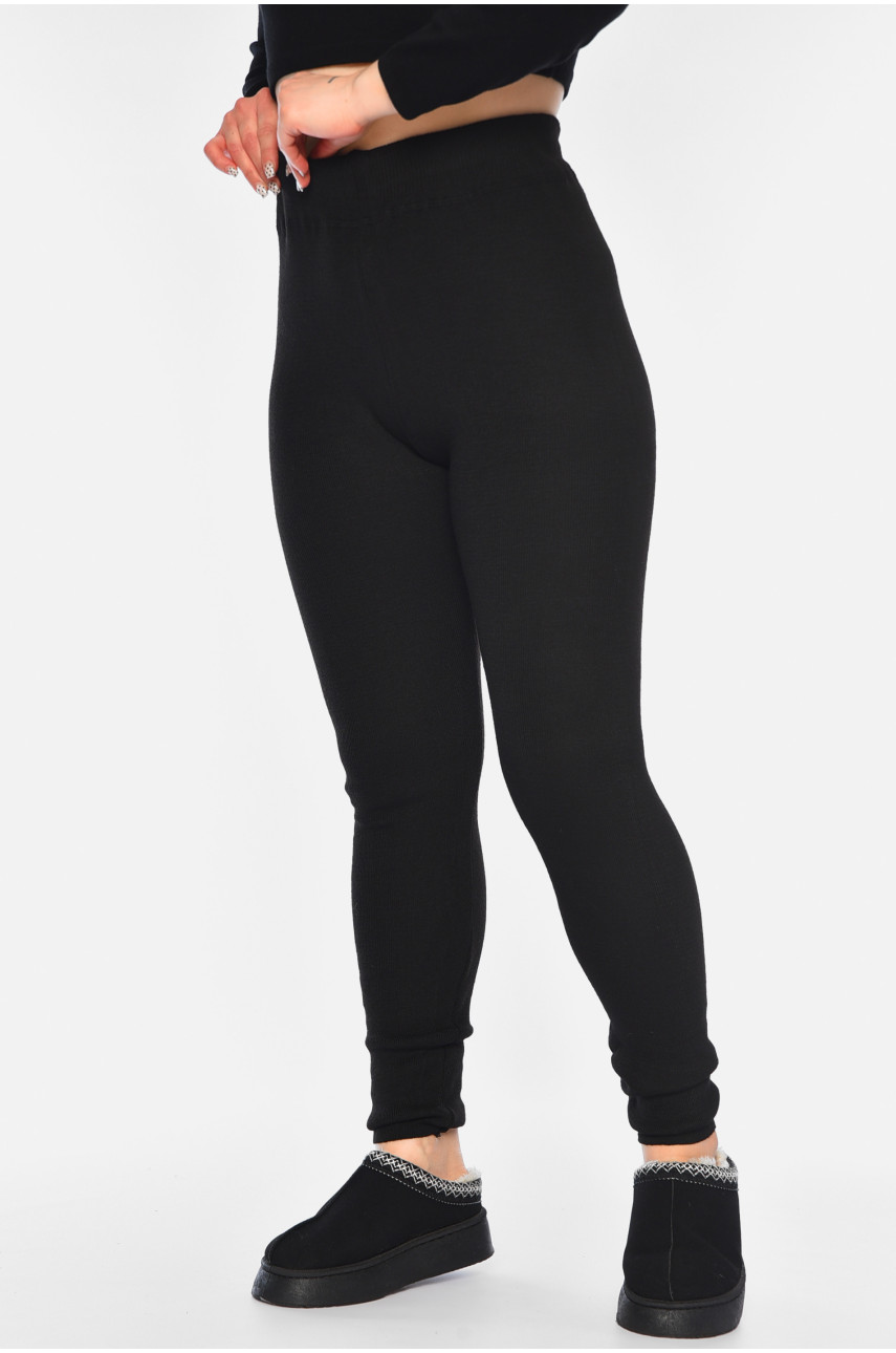 Лосины женские с начесом на верблюжьей шерсти черного цвета 833 190463